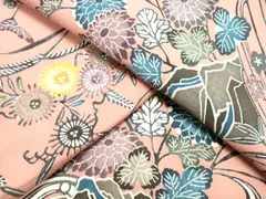 平和屋着物●上質な小紋　型染め　流水草花文　正絹　逸品　DAAU0588tw