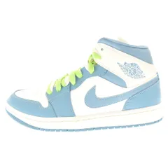 NIKE (ナイキ) ウィメンズ エアジョーダン1 ユニバーシティブルー ミッドカットスニーカー ホワイト/ブルー US10.5/27.5cm BQ6472-141
