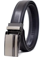 ブラックB_ウエスト100cmまで対応 [BEEL] ベール ベルト メンズ 牛革 オートロック式ベルト レザー 紳士 穴無し 大きいサイズ ビジネス スーツ カジュアル モダン ブラック
