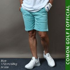 新品【COMONGOLF/コモンゴルフ】ストレッチ コーデュロイゴルフショートパンツ/ブルー(CG-S24001)ゴルフパンツ ハーフパンツ 短パン 半ズボン 夏 膝上丈 大きいサイズ M L XL XXL XXXL LL 3L 4L 2XL 3XL