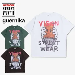 新品 メンズ vision street wear ヴィジョン guernika ゲルニカ コラボ 半袖 Tシャツ 半袖Tシャツ ティーシャツ アノニマウス イラスト プリント ウォッシュ加工 オーバーサイズ ユニセックス レディース
