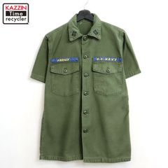 60s USA製 vintage U.S.NAVY ユーティリティ 半袖 ミリタリーシャツ メンズ Lサイズ相当