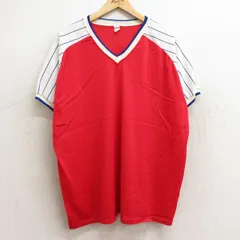 XL/古着 半袖 ビンテージ Tシャツ メンズ 90s ラグラン メッシュ地 大きいサイズ Vネック 赤他 レッド 24jul01 中古