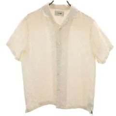 KIRIN キリン PEGGY GOU イタリア製 ロゴ総柄 半袖 オープンカラー シャツ 40 オフホワイト メンズ 古着