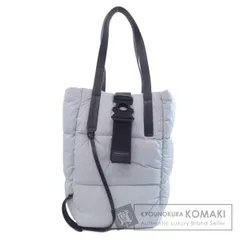 【正規品】MONCLE トートバッグ モノグラム　ネイビー×白 ナイロン製 MONCLER】MONOGRAM トートバッグ モノグラム ニット素材
