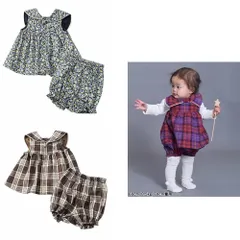 新品　3wayリボンジャンスカリンクベビーセット　80㎝　90㎝　セットアップ　チュニック　ブルマ　花柄　チェック　ブラウン　ブルー　パープル　ベビー　赤ちゃん