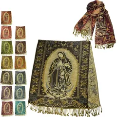新品 男女兼用 ストール GUADALUPE PASHMINA STALL　グアダルーペ パシュミナ ストール ブラウン グリーン オレンジ ネイビー ブルー バーガンディ レッド ピンク パープル メンズ レディース 聖母 マフラー ひざ掛け インテリア