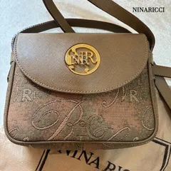 ニナリッチ　NINA RICCI　キャンバスレザー　ショルダーバック　NRゴールドロゴ　ミニショルダーバッグ