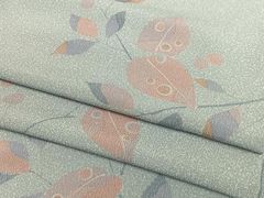 平和屋着物▽上質な小紋　単衣　枝葉文　正絹　逸品　AAAS1672oa