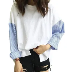 [ReiLuana] 長袖 tシャツ レディース トップス ゆったり 体型 カバー 細見え 着心地 通勤 通学 (L, ホワイト) [ホワイト] [L]