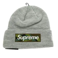 シュプリーム SUPREME 23AW New Era box Logo Beanie Grey ニューエラ 迷彩 カモフラ ボックス ロゴ 刺繍 ビーニー ニットキャップ 帽子 F 灰 グレー ブランド古着ベクトル 中古☆AA★▲■250905