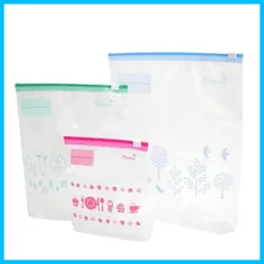 【数量限定】(縦型3種 36枚入) 食品保存袋 Bタイプ マチ付 北欧柄 スライドジッパー Blomma