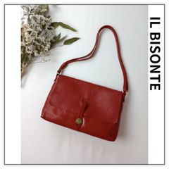IL BISONTE イルビゾンテ レザー ショルダーバッグ カバン 鞄 レッド 赤 (130Y＋2831)25A☆