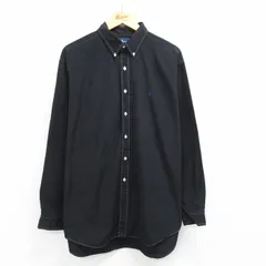 XL/古着 長袖 ブランド シャツ メンズ 90s ワンポイントロゴ BLAKE 大きいサイズ コットン ボタンダウン 黒 ブラック 25may14 中古 トップ