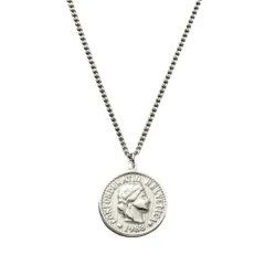 【シルバー×ワンサイズ】[Cream dot. クリームドット公式] ネックレス レディース ステンレス製 ロング 金属アレルギー つけっぱなし サージカルステンレス コイン リバーシブル レリーフ ナンバー チェーン 大人