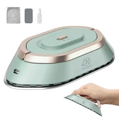 新品 アイロン 小型 ミニアイロン 手芸用 ドライアイロン 衣類 デュアル電圧 海外対応 430g軽量 コンパクト 旅行 出張用(ミントグリーン)