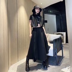 アシメスカート レディース スカート Aラインスカート フレア ミモレスカット フレアスカート アシンメトリー マキシスカート ロングスカート 裾スリット Aライン ロング丈 ミモレ丈 フレア ハイウエスト ウエスト ゴム 変形 不規則 個性派 xzdsgef