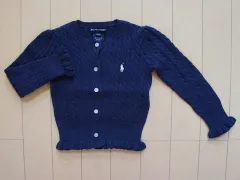 ラルフローレン ralph lauren アウトレット 子供服 女の子 2歳 約 90cm ベビー服 長袖 カーディガン ニット 紺 スモールポニー 春 秋 冬 ★4 トップス ガールズ キッズ ベビー 【中古】 ユーズド 子ども服