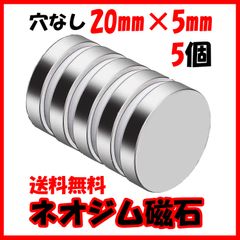 20㎜×5㎜ 5個 新品　マグネット ネオジム磁石 ネオジウム磁石  磁石 強力