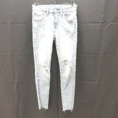 ◇ AZUL BY MOUSSY アズールバイマウジー ウォッシュ加工 無地 スキニーパンツ サイズXS インディゴ レディース E  【1303090022662】