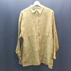 ◇ lowrys farm フロントボタン 前開き シアー 透け感 サイドスリット 長袖 シャツ サイズFREE グリーン レディース E  【1310130005264】