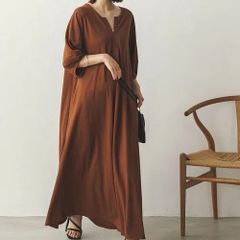 接触冷感ボリューム袖Aラインワンピース  6color