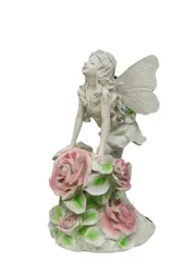 置物 オブジェ エルフ 花を運ぶ フェアリー 女神 ファンタジー モダン おしゃれ 庭 ガーデン 玄関 リビング 樹脂 レジン 装飾 プレゼント ギフト オーナメント ソーラーライト LED 太陽光充電 オートセンサー 防水