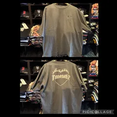 THRASHER スラッシャー Tシャツ PIGMENT FLAME HEART S/S T-SHIRTS 半袖 TEE ビッグシルエット オーバーサイズ ピグメント加工 メンズ レディース ユニセックス CHACO XLサイズ ¥5390+送料¥550