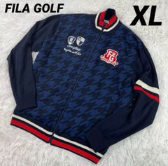 FILA GOLF ニットブルゾン　千鳥格子柄　XL ダブルジップ