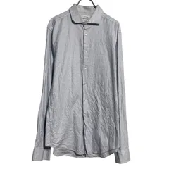 Calvin Klein 長袖 柄シャツ XL ホワイト ブルー カルバンクライン ボタン ビッグサイズ カジュアルシャツ 古着卸 アメリカ仕入 a702-5569のサムネイル