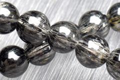 【１点物】濃密内包 ブラックルチルクォーツ(トルマリンインクォーツ)　7mm　ブレスレット パワーストーン 天然石 _U6529