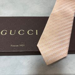 美品 GUCCI グッチ シルク 100％ ペールオレンジ 総柄 254-709