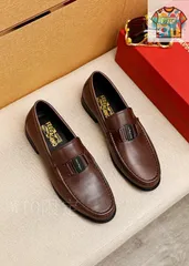 【未使用】Ferragamo フェラガモ メンズシューズ モカシン 茶 8 FERRAGAMO フェラガモ 靴 メンズ ビット ローファー ガンチーニ