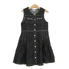 ポンポネット ノースリーブワンピース デニム 配色ステッチ トップス キッズ 女の子用 120サイズ ブラック pom ponette 【中古】