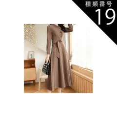 種類19：レッド/M ウエストリボン フリルネック フレア シャツワンピ ワンピース シャツワンピース ロング ロング丈 袖あり 長袖 スタンドカラー フレア ポケット 前開き かわいい 大人可愛い きれいめ シンプル 大人 上品 おしゃれ 大人女子 こなれ感