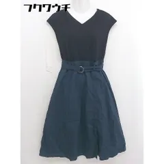 ◇ ◎ Simplicite シンプリシテェ ベルト付 切替 ノースリーブ 膝下丈 ワンピース ブラック ネイビー レディース  【中古】 【1107280001488】のサムネイル