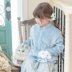 【ブルー】猫ポシェットフリースジャケット TAK キッズ キャサリンコテージ