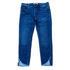 ZARA BASIC ストレッチ クロップド ボーイフレンドデニム テーパード インディゴ サイズ40 レディースXL ザラベーシック