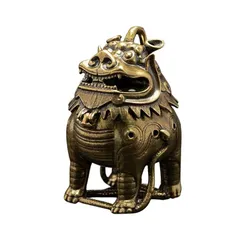 J007純銅製 麒麟香炉（象足・獅耳・狻猊蓋デザイン） J007純銅製 麒麟香炉（象足・獅耳・狻猊蓋デザイン） 中国神話に現れる