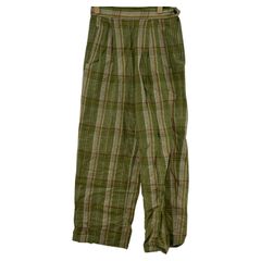MACPHEE マカフィー トゥモローランド  リネン混 チェックパンツ size36/ベージュ×グリーン系