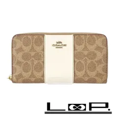 ■新同■  コーチ シグネチャー ラウンドファスナー 長財布  PVC ホワイト ブラウン 31546【422140】8