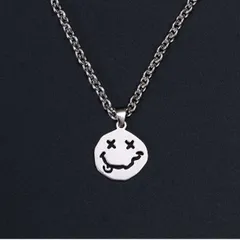 丸シルバー スマイル ネックレス メンズ レディース 韓国 ストリート