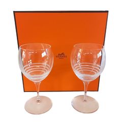 HERMES - エルメス HERMES ワイングラス ペア  ダミエ HERMES/エルメス、ペアワイングラス、ファンファーレ、ドット