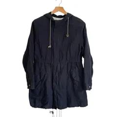 【COMME CA ISM】リネンコート｜レディースLサイズ｜ネイビー｜麻100％｜フード付き｜春秋アウター｜ナチュラル｜古着