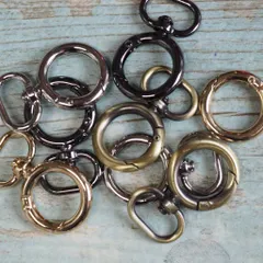 【4個セット】回転環付き丸カラビナ 円形カラビナ サークルカラビナ　小 フック金具 アクセサリーパーツ ro2【makuzo shop】