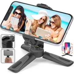 【新着商品】スマホホルダー iphone卓上三脚 小型 持ち運び コールドシュー付き 角度調整 360度回転 携帯式 スマートフォン用三脚 伸縮 軽量 卓上 コンパクト スマホスタンド 取り外し可能 ミニ三脚 Stand30Gのサムネイル