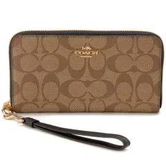 COACH コーチ ラウンドファスナー長財布 レディース カーキ CC4452 IMCBI シグネチャー