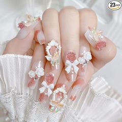 ネイルチップ・付け爪 k Amazon | ネイルチップ つけ爪 かわいい 付け爪 24枚入 キラキラ