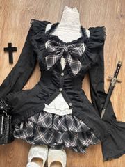 BODYLINE チェック ワンピース ゴシックコア ダークコア ゴスロリ BODYLINE チェック ワンピース ゴシックコア ダークコア ゴスロリ