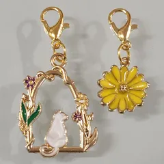 【128】ミニサイズ♡ファスナーチャーム♡2個セット♡猫♡お花